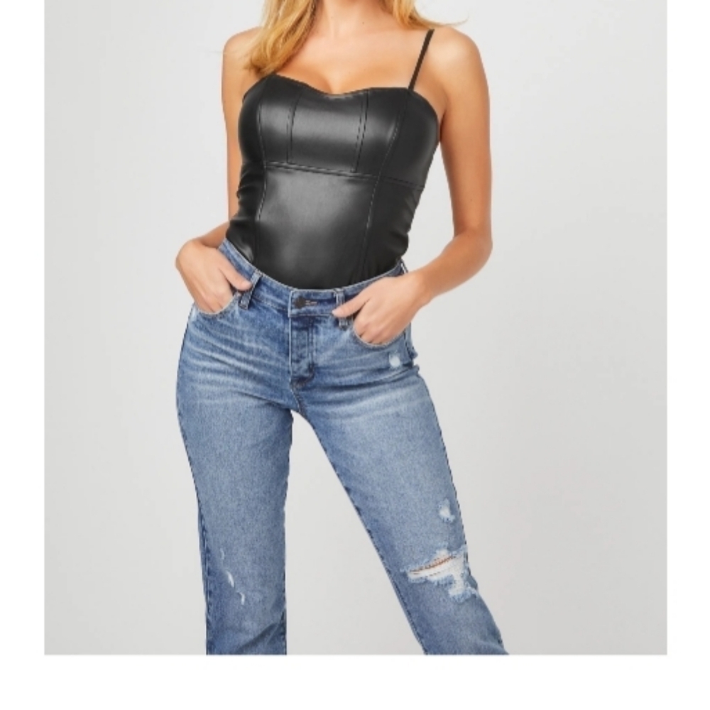 GUESS kiva faux leather bodysuit
